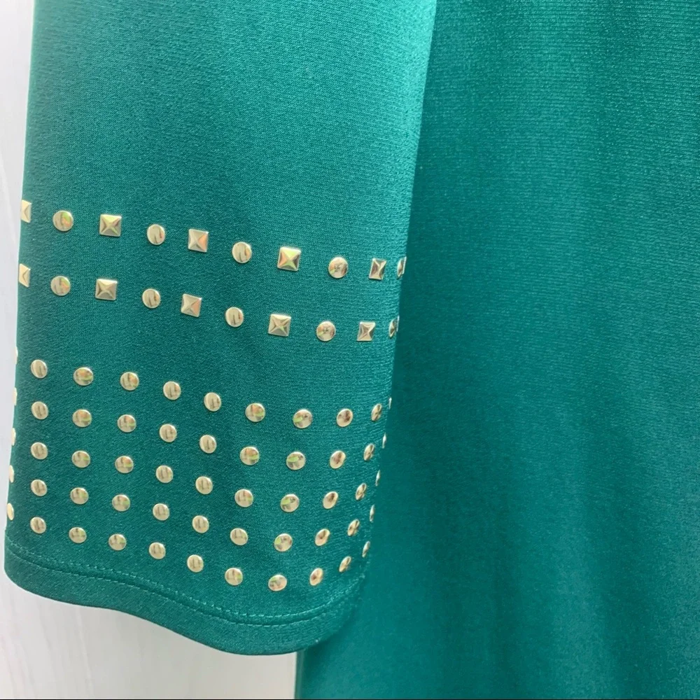 JESSICA HOWARD Dress Kelly Green Gold Embossed Stretch Relaxed Fit Shift… - Picture 4 of 7